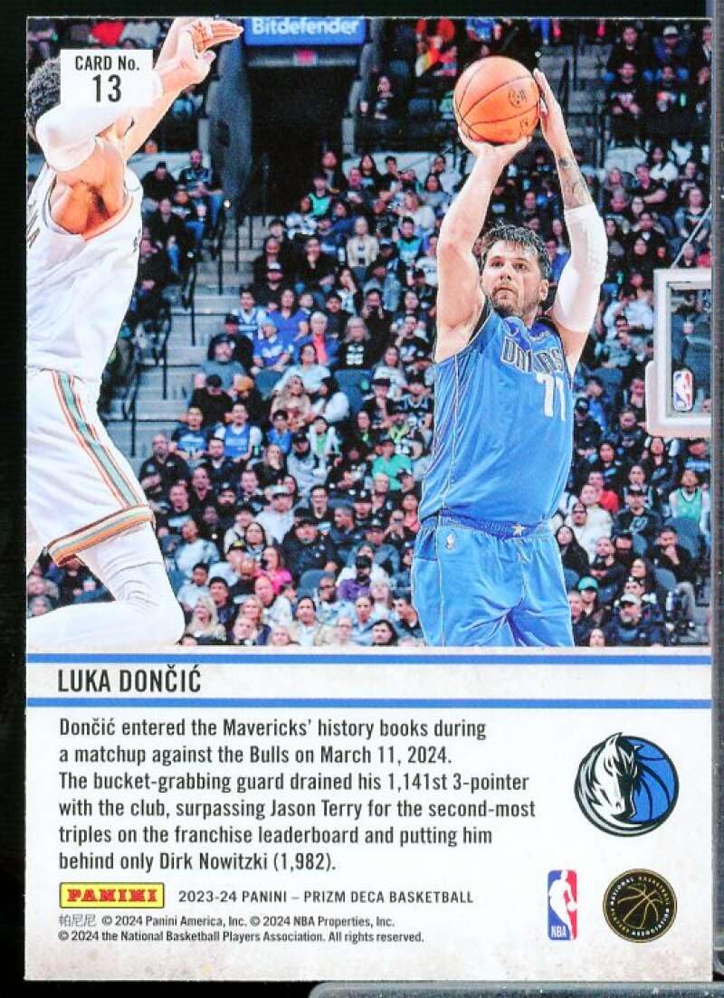 Amazon.com: Luka Doncic Card 2023-24 Panini Prizm Deca Downtown
